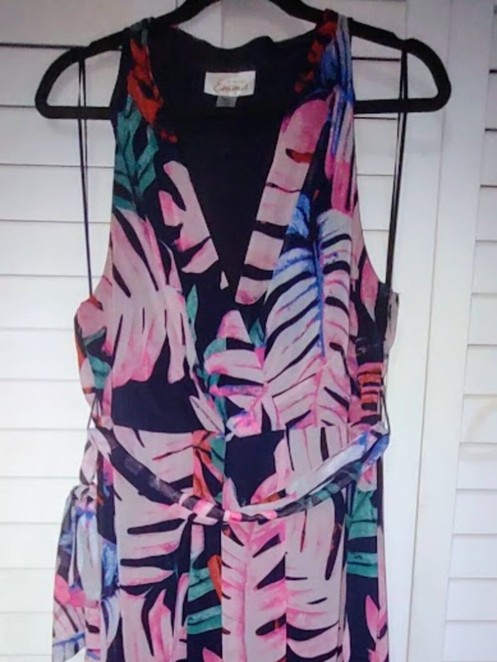 Simply Emma tropical leaf print high-low maxi dress - size 18W
